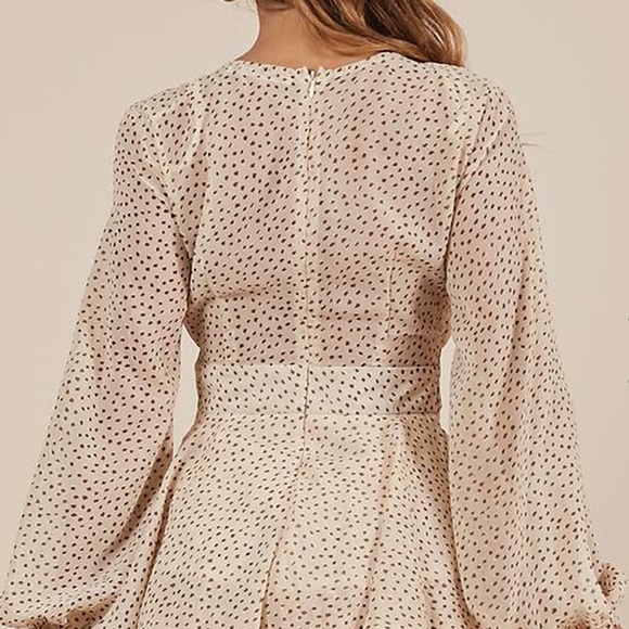 Showpo | On Rotation Playsuit Romper Dress with Tie Polka Dots Brown Australia - Picture 3 of 6